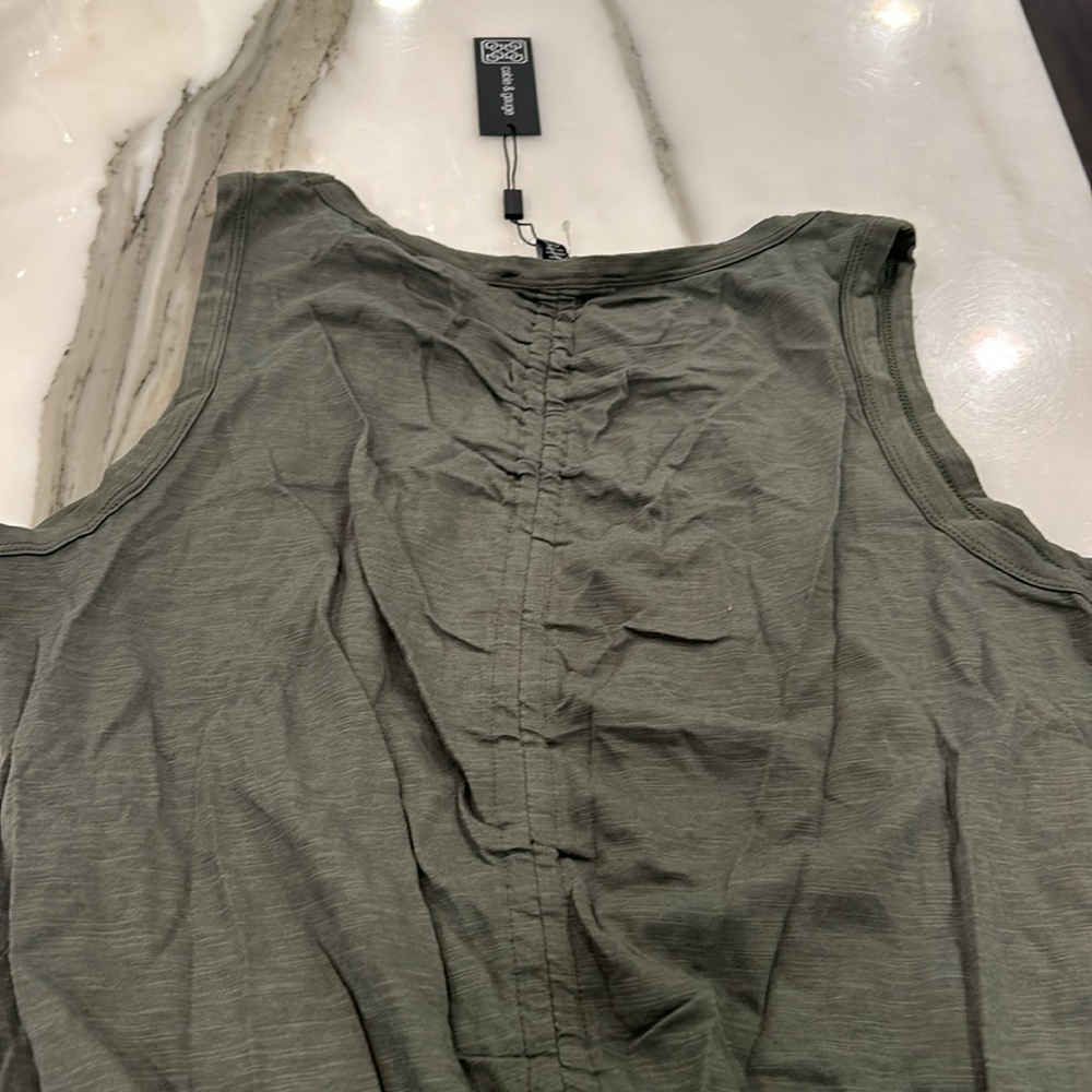Cable & Gauge Olive Sleeveless Embroidered Sleeveless Top-XL - Picture 10 of 11